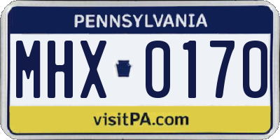 PA license plate MHX0170