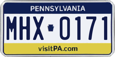 PA license plate MHX0171