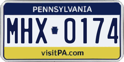 PA license plate MHX0174