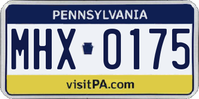 PA license plate MHX0175