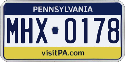 PA license plate MHX0178