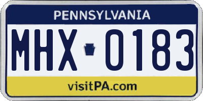 PA license plate MHX0183