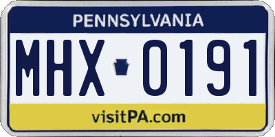 PA license plate MHX0191