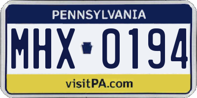 PA license plate MHX0194