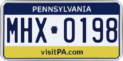 PA license plate MHX0198