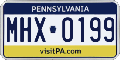 PA license plate MHX0199