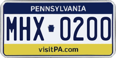 PA license plate MHX0200