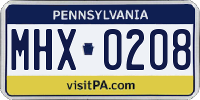 PA license plate MHX0208