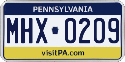 PA license plate MHX0209
