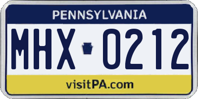 PA license plate MHX0212