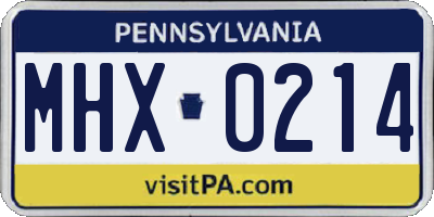PA license plate MHX0214