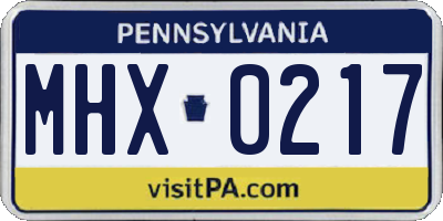 PA license plate MHX0217