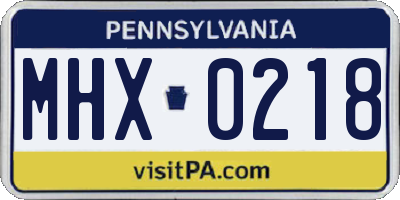 PA license plate MHX0218