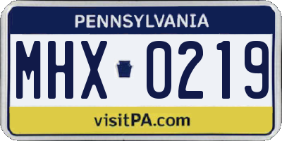 PA license plate MHX0219
