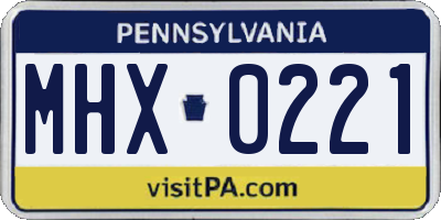 PA license plate MHX0221