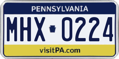 PA license plate MHX0224