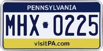 PA license plate MHX0225