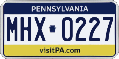 PA license plate MHX0227
