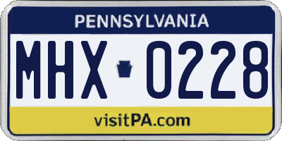 PA license plate MHX0228