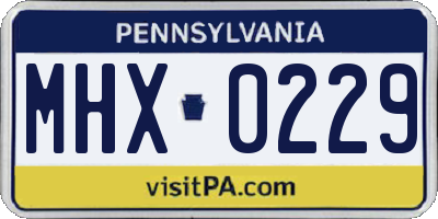 PA license plate MHX0229
