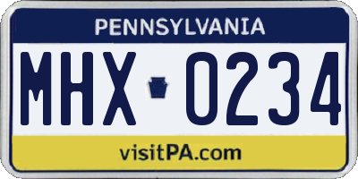PA license plate MHX0234