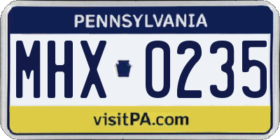 PA license plate MHX0235