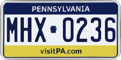 PA license plate MHX0236