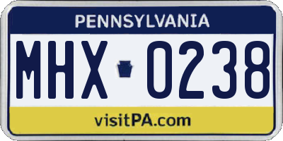 PA license plate MHX0238