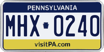 PA license plate MHX0240