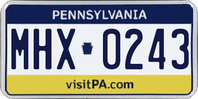 PA license plate MHX0243
