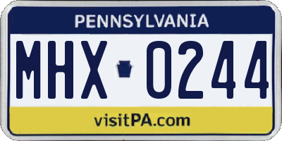 PA license plate MHX0244