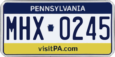 PA license plate MHX0245
