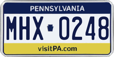 PA license plate MHX0248