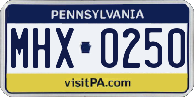 PA license plate MHX0250