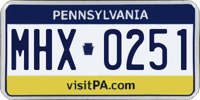 PA license plate MHX0251