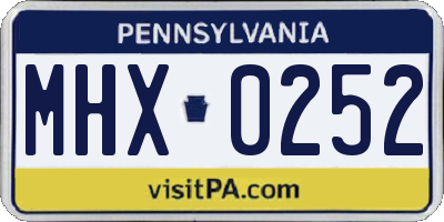 PA license plate MHX0252