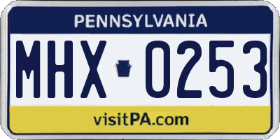 PA license plate MHX0253