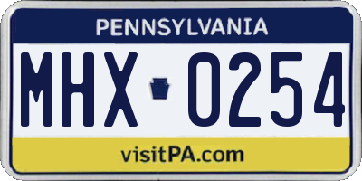 PA license plate MHX0254