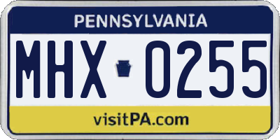 PA license plate MHX0255