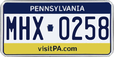 PA license plate MHX0258