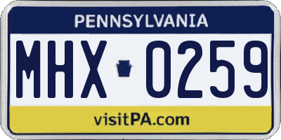 PA license plate MHX0259