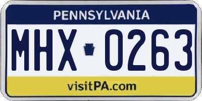 PA license plate MHX0263