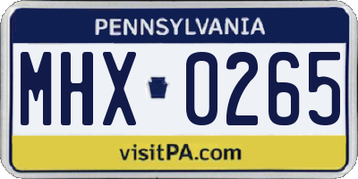 PA license plate MHX0265