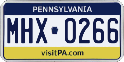 PA license plate MHX0266