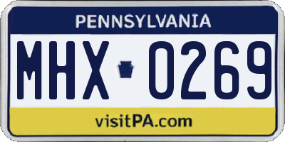 PA license plate MHX0269
