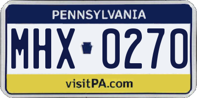 PA license plate MHX0270