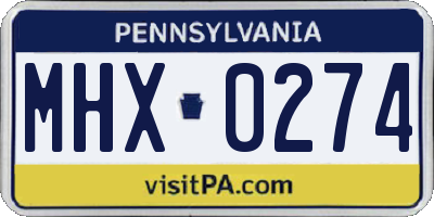 PA license plate MHX0274