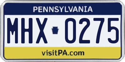 PA license plate MHX0275