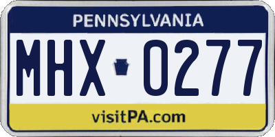 PA license plate MHX0277