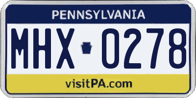 PA license plate MHX0278